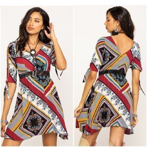 Shyanne Western Ivory Multi Patchwork Dress Women's Size Small NWT